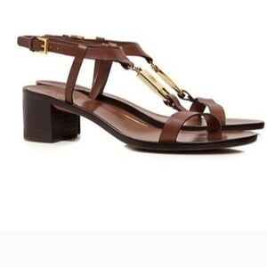 Tory Burch Womens 7.5 Leather Strappy Padlock Sandals